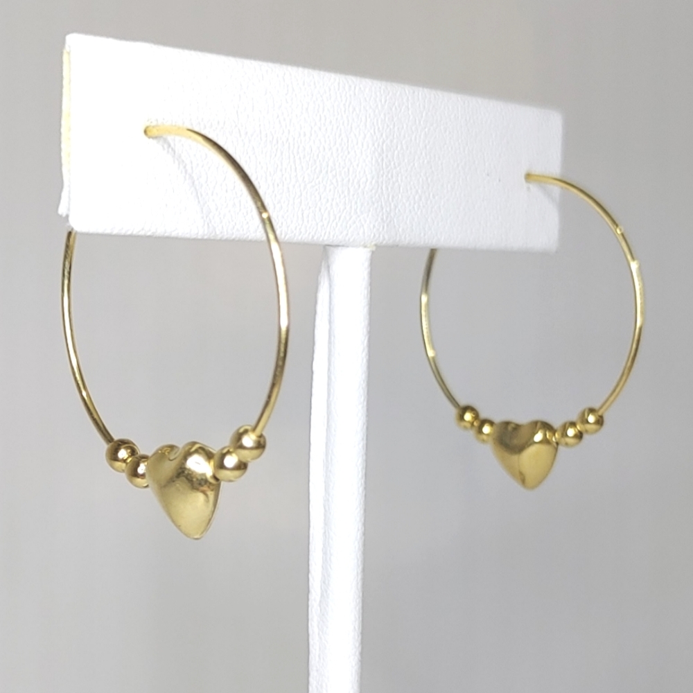 NWOT Gold over sterling hoop earrings with heart details